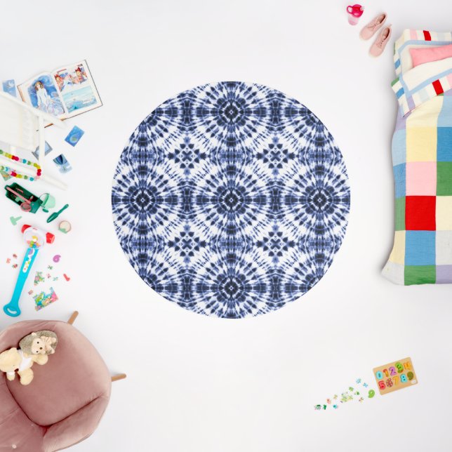 Dark Blue Tie Dye Pattern Outdoor Rug (Insitu (Babyroom))