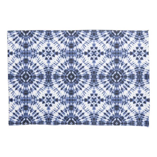 Dark Blue Tie Dye Pattern Pillow Case (Front-Left)
