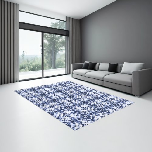 Dark Blue Tie Dye Pattern Rug