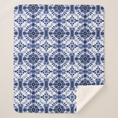 Dark Blue Tie Dye Pattern Sherpa Blanket