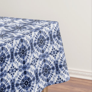 Dark Blue Tie Dye Pattern Tablecloth