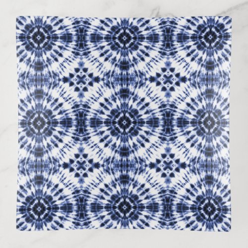 Dark Blue Tie Dye Pattern Trinket Tray
