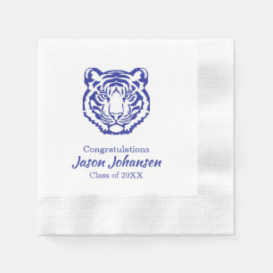 Dark Blue Tiger Mascot Graduation Napkins School