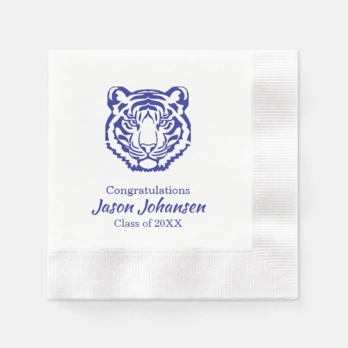 Dark Blue Tiger Mascot Graduation Napkins School