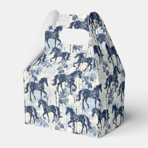 Dark Blue Toile Horses Repeating Favor Boxes