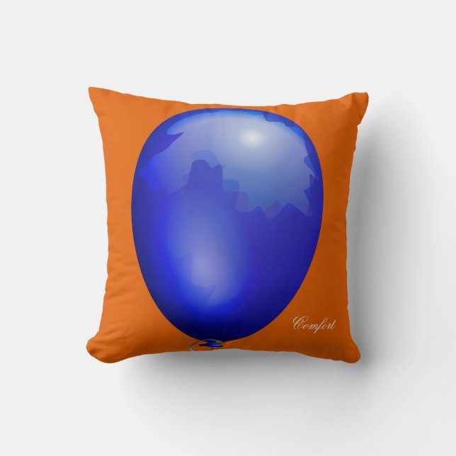 Dark blue toy balloon funny unique throw pillow (Front)