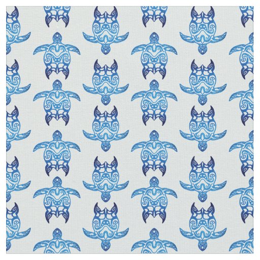Dark Blue Tribal Honu Turtles Fabric