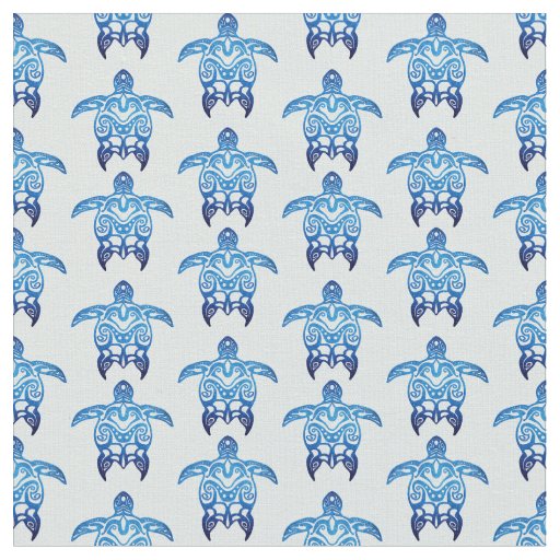 Dark Blue Tribal Honu Turtles Fabric
