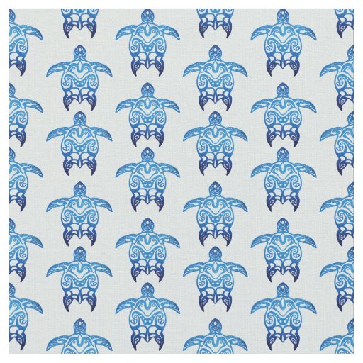 Dark Blue Tribal Honu Turtles Fabric