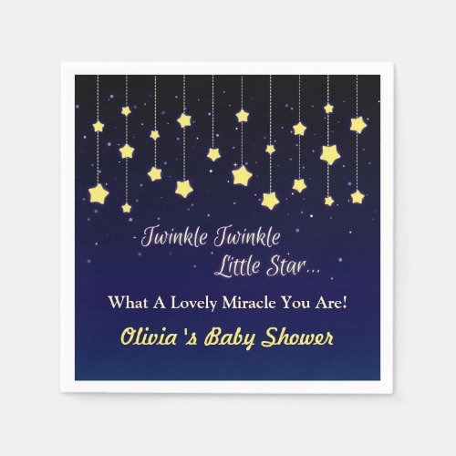 Dark Blue Twinkle Little Star Baby Shower Supplies Napkins