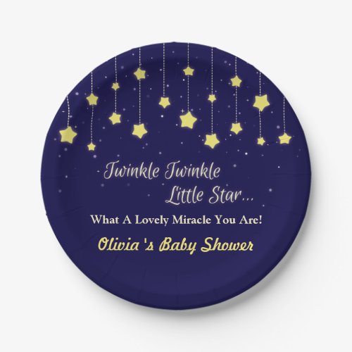 Dark Blue Twinkle Little Star Party Plate