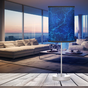 Dark Blue Veined Marble Look Lamp
