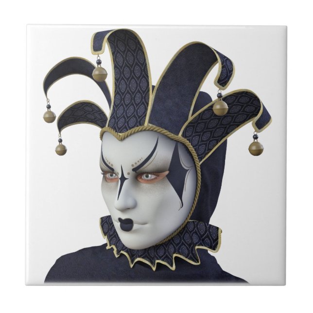 Dark Blue Venetian Carnivale Mask in Profile Tile (Front)