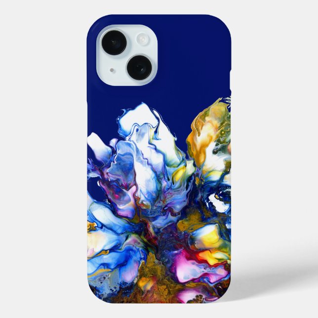 Dark Blue Vibrant Abstract Fluid Art Case-Mate iPhone Case (Back)