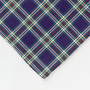 Dark Blue Vintage Plaid Pattern Fleece Blanket