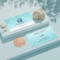 Dark-blue vintage wind sailing boat business card