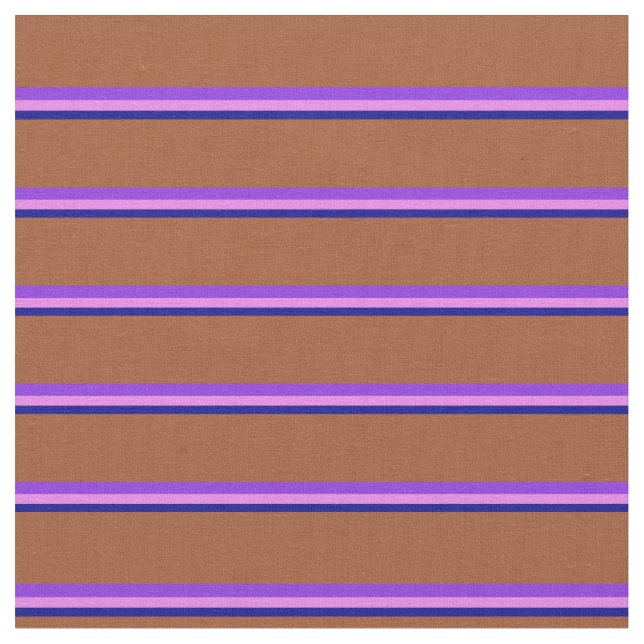 Dark Blue, Violet, Purple, and Sienna Lines Fabric (Close Up)