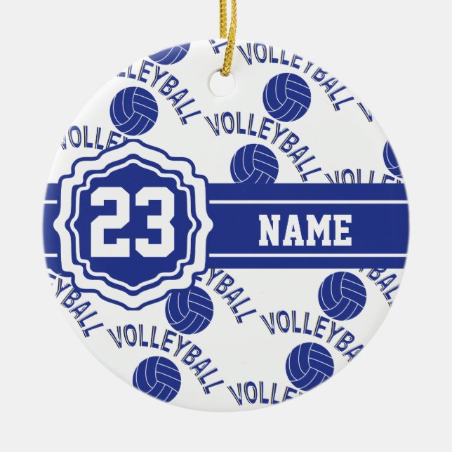 Dark Blue Volleyball Ceramic Ornament (Front)