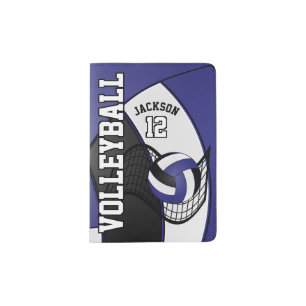 Dark Blue Volleyball Design Personalize Passport Holder