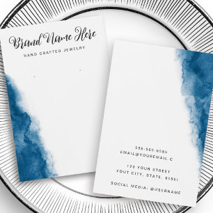 Dark blue watercolor earring display card