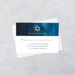 Dark Blue Watercolor Look Bar Mitzvah RSVP<br><div class="desc">These Bar Mitzvah RSVP cards feature an elegant watercolor look in a stylish shade of dark blue,  with a silver Star of David.</div>