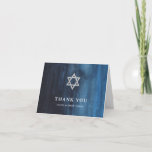 Dark Blue Watercolor Look Bar Mitzvah Thank You<br><div class="desc">These beautiful Bar Mitzvah thank you cards feature an elegant watercolor look in a stylish shade of dark blue with a Star of David in silver.</div>