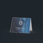 Dark Blue Watercolor Look Bar Mitzvah Thank You<br><div class="desc">These beautiful Bar Mitzvah thank you cards feature an elegant watercolor look in a stylish shade of dark blue with a Star of David in silver.</div>