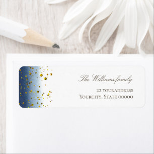 dark blue watercolor simulated gold glitter label