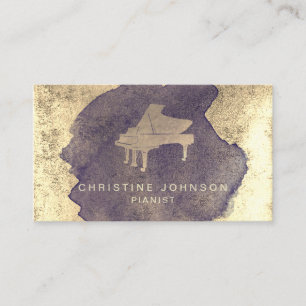 dark blue watercolor splash piano logo business card