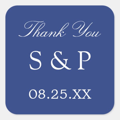Dark Blue Wedding Favor Thank You Sticker