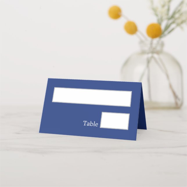 Dark Blue Wedding Folded Place Card (Front)