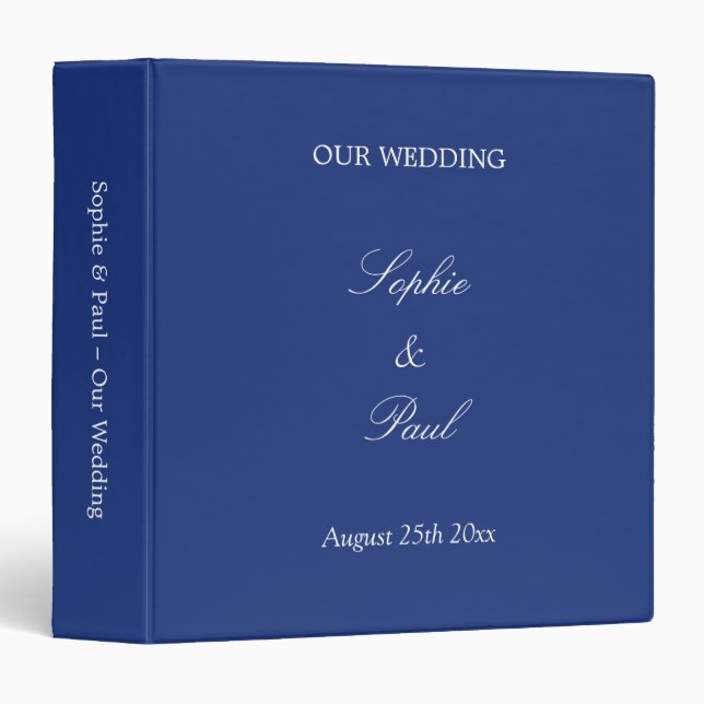 Dark Blue Wedding Personalized 3 Ring Binder (Front/Spine)