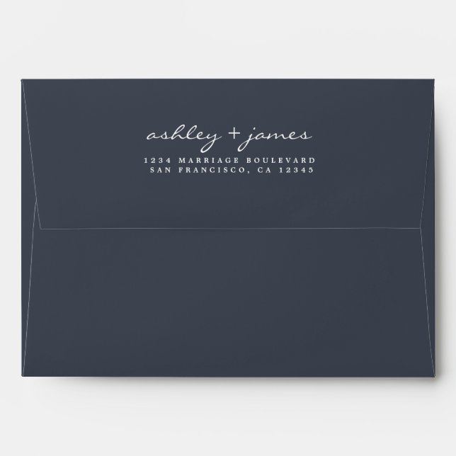 Dark Blue Wedding Return Address Envelope (Back (Top Flap))