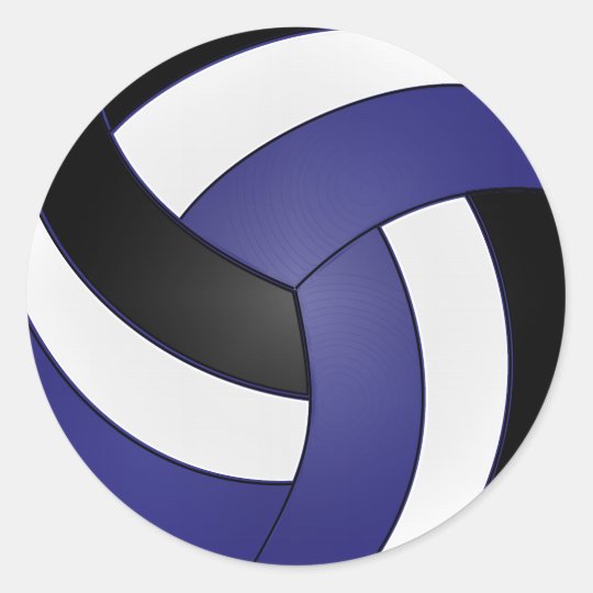 Dark Blue, White and Black Volleyball Classic Round Sticker | Zazzle.com