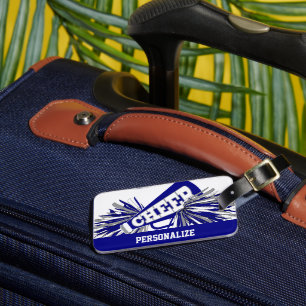 Dark Blue, White and Gray Cheerleader Megaphone Luggage Tag