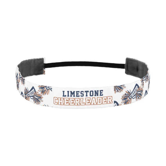 Dark Blue, White and Orange Cheerleader Athletic Headband (Front)