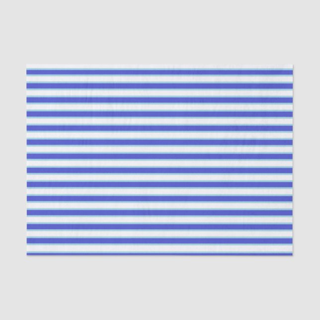 Dark Blue, White and Pastel Blue Stripes Tissue Paper (Front)