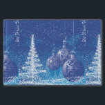 Dark Blue & White Christmas Ornaments & Trees Tissue Paper<br><div class="desc">Elegant winter scene dark blue christmas ornaments and white trees christmas illustration.</div>