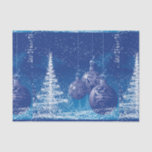 Dark Blue & White Christmas Ornaments & Trees Tissue Paper<br><div class="desc">Elegant winter scene dark blue christmas ornaments and white trees christmas illustration.</div>
