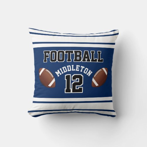 Dark Blue  White Football  Create Your Own Throw Pillow