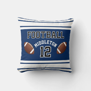 Dark Blue & White Football Create Your Own Throw Pillow