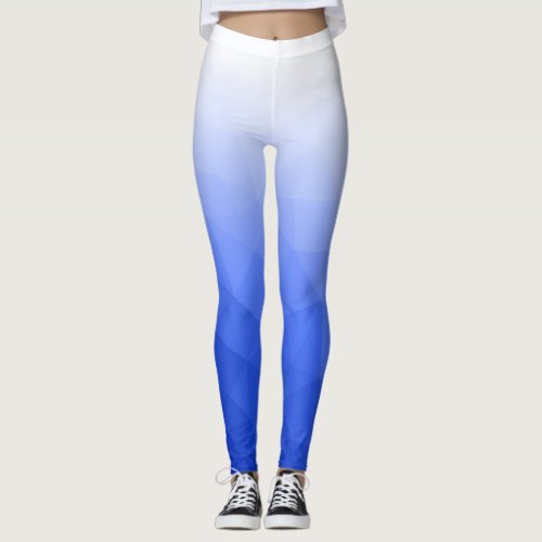 Dark blue White Gradient Geometric Mesh Pattern Leggings