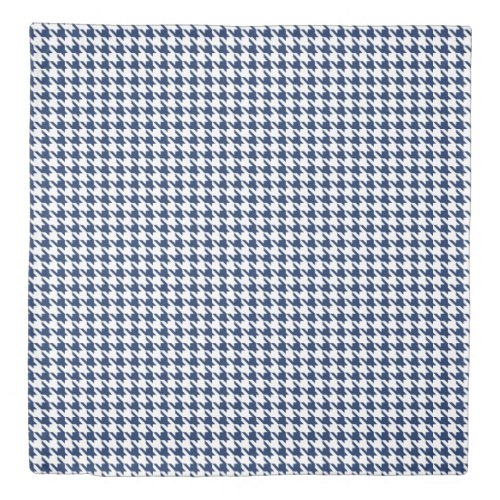 Dark Blue White Houndstooth Duvet Cover