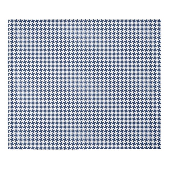 Dark Blue White Houndstooth King Duvet Cover (Front)
