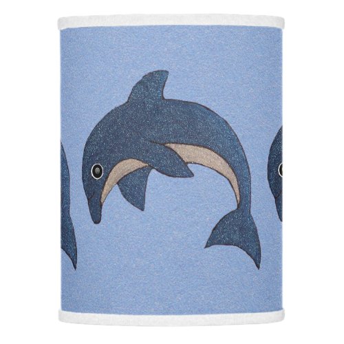 Dark Blue White Jumping Sparkle Look Dolphins Lamp Shade
