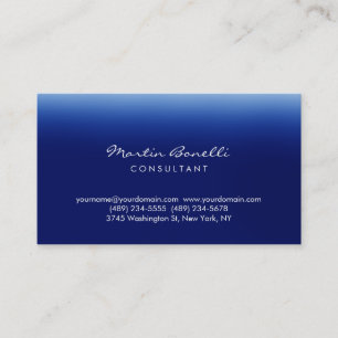 Dark Blue White Minimalist Script Business Card