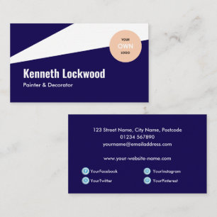 Dark Blue White Modern Minimalist Style Business Card