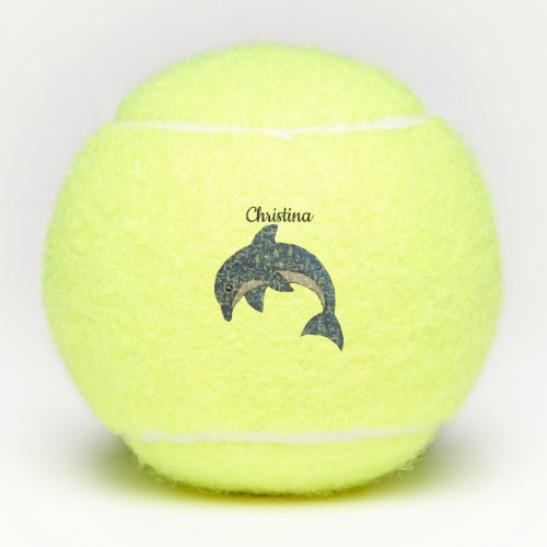 Dark Blue White Ocean Dolphin Jumping Tennis Balls