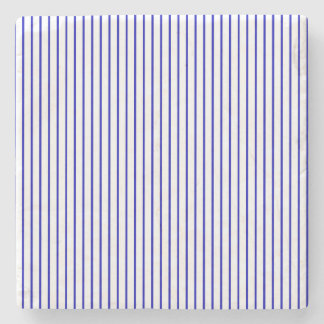 Dark Blue White Pinstripe Stone Coaster