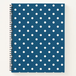 Dark Blue &amp; White Polka Dot Spiral Notebook
